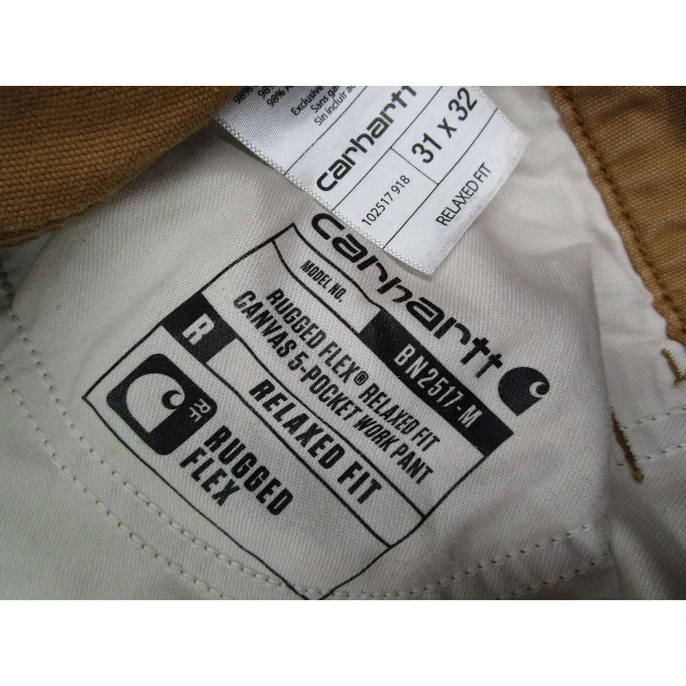 Carhartt Rugged Flex Relaxed Fit Canvas Work Pants Brown BN2517-M Mens 31x32